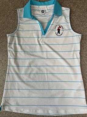 FootJoy White and Aqua Striped Tank